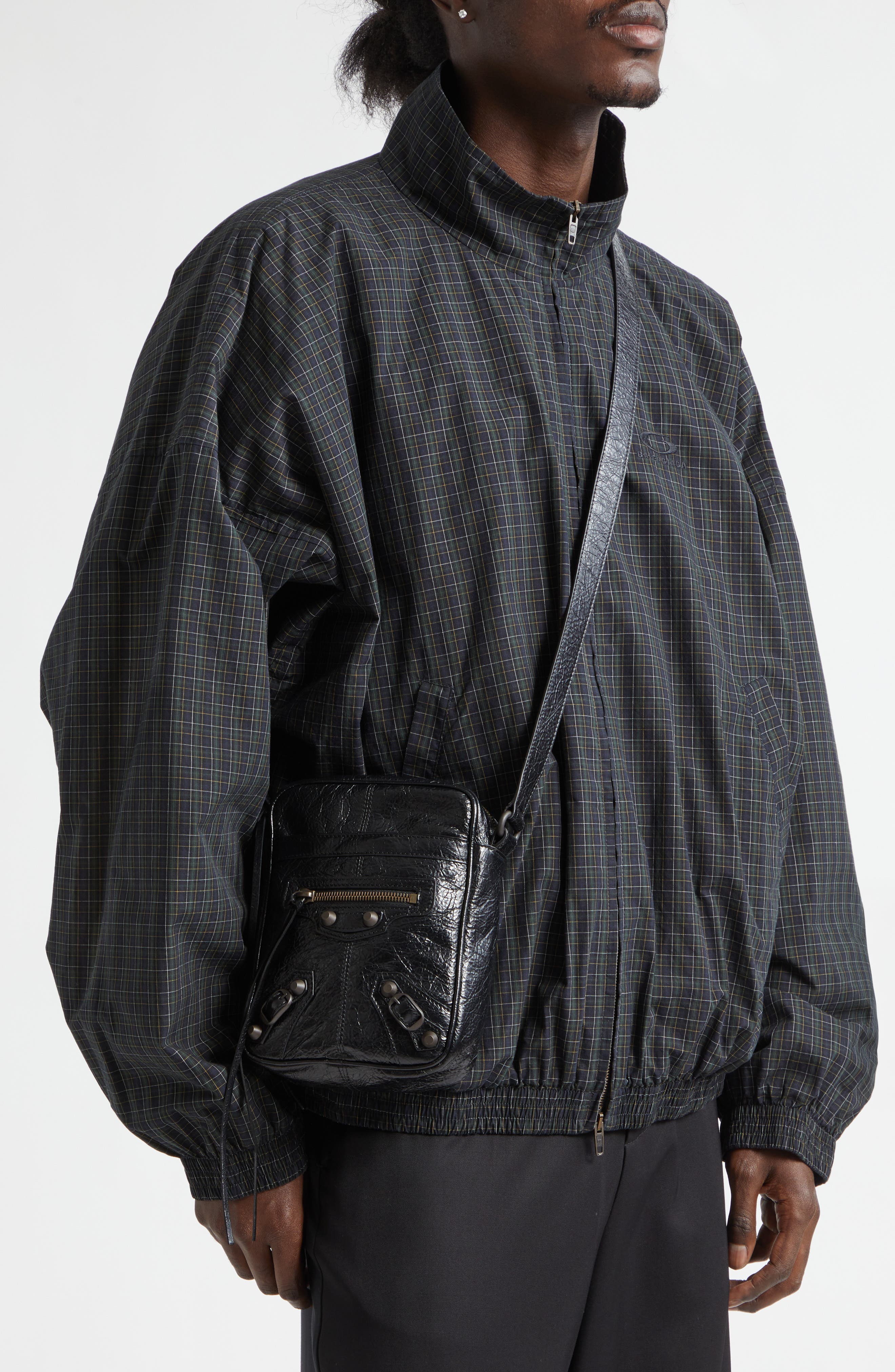 Balenciaga Le City Vertical Arena Leather Crossbody Bag, Alternate, color, 1000 Black