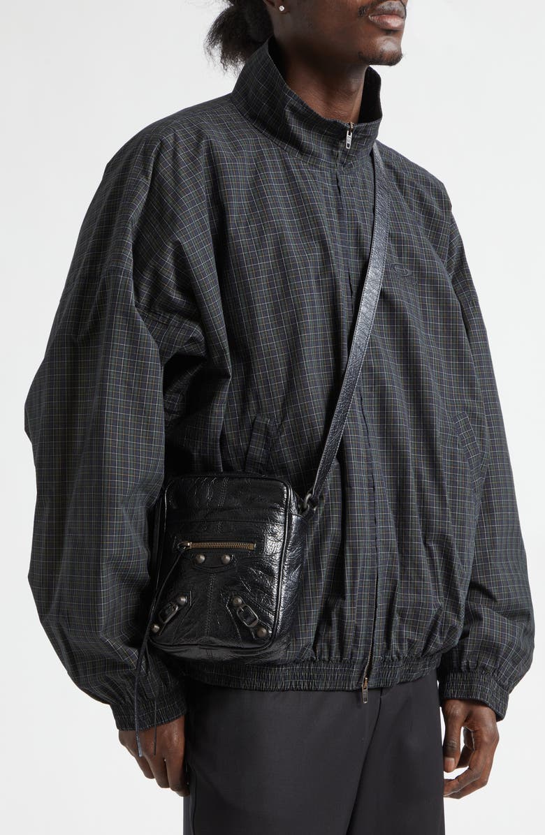 Balenciaga Le City Vertical Arena Leather Crossbody Bag, Alternate, color, 1000 Black