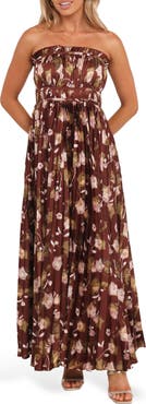 Petal & Pup Angelique Print Strapless Maxi Dress