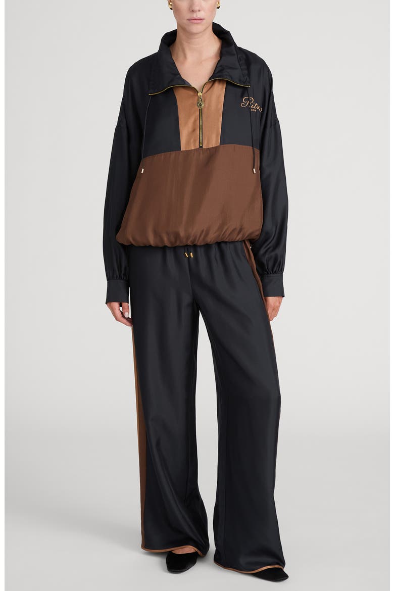 x The Ritz Paris Silk Half Zip Jacket, Alternate, color, DARK NAVY MULTI