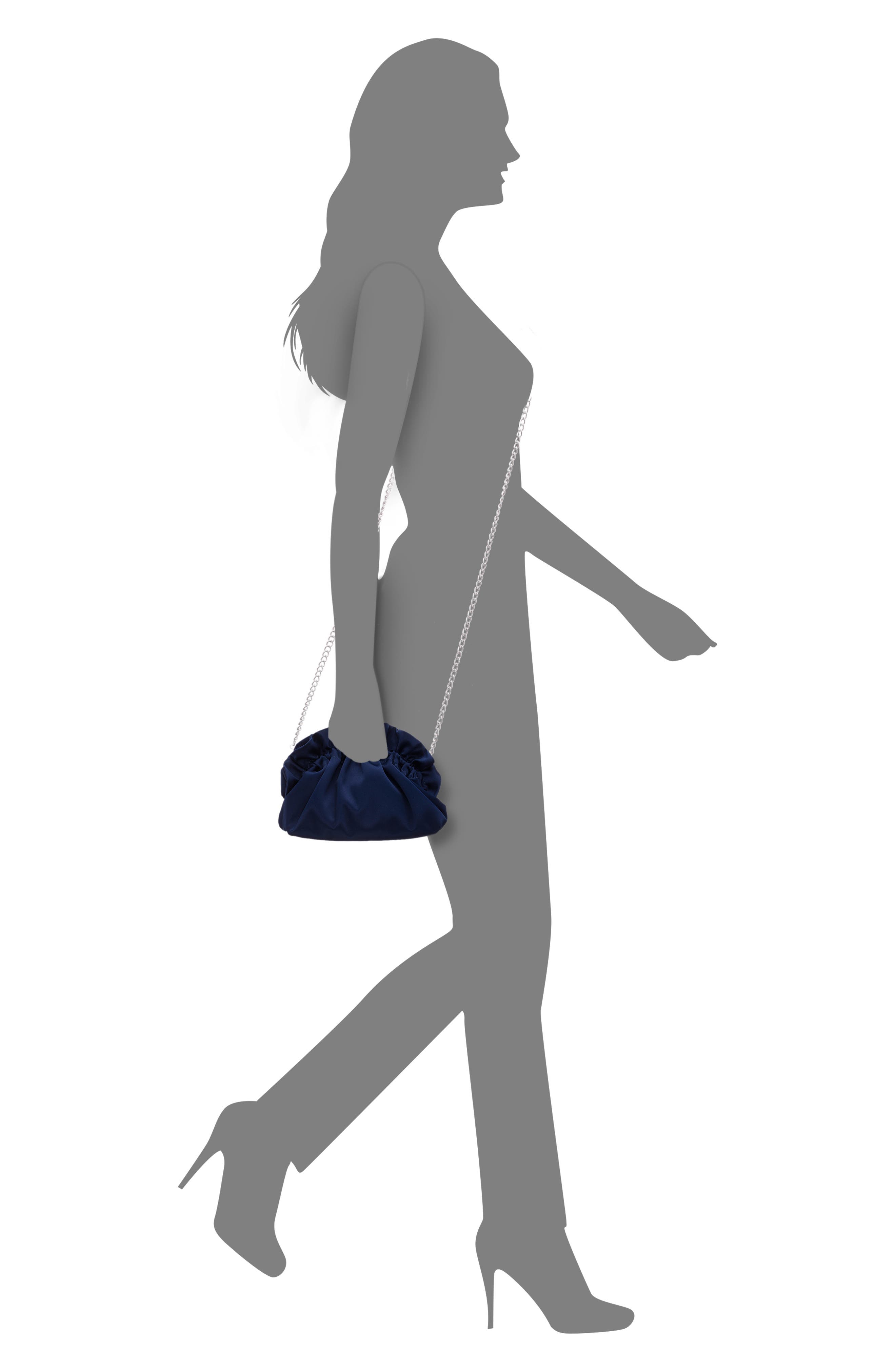 Nina Cristy Satin Clutch, Alternate, color, New Navy