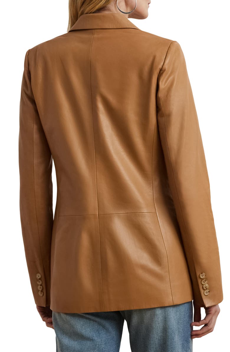 Lauren Ralph Lauren Double Breasted Leather Blazer, Alternate, color, 