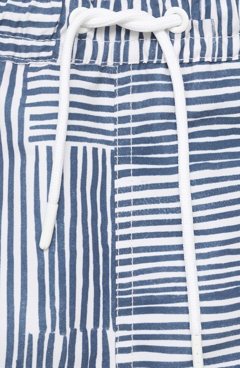 MANGO Stripe Print Swim Trunks, Alternate, color, Blue