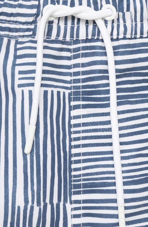 Mango Stripe Print Swim Trunks In Blue