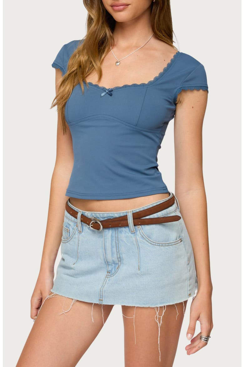 Adela Cap Sleeve Top, Alternate, color, BLUE