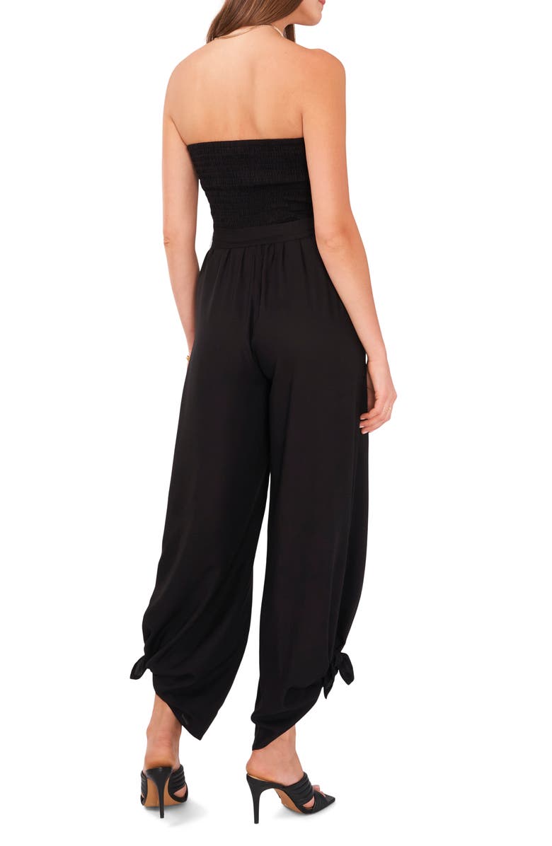 Vince Camuto Strapless Smocked Tie Waist Jumpsuit, Alternate, color, 