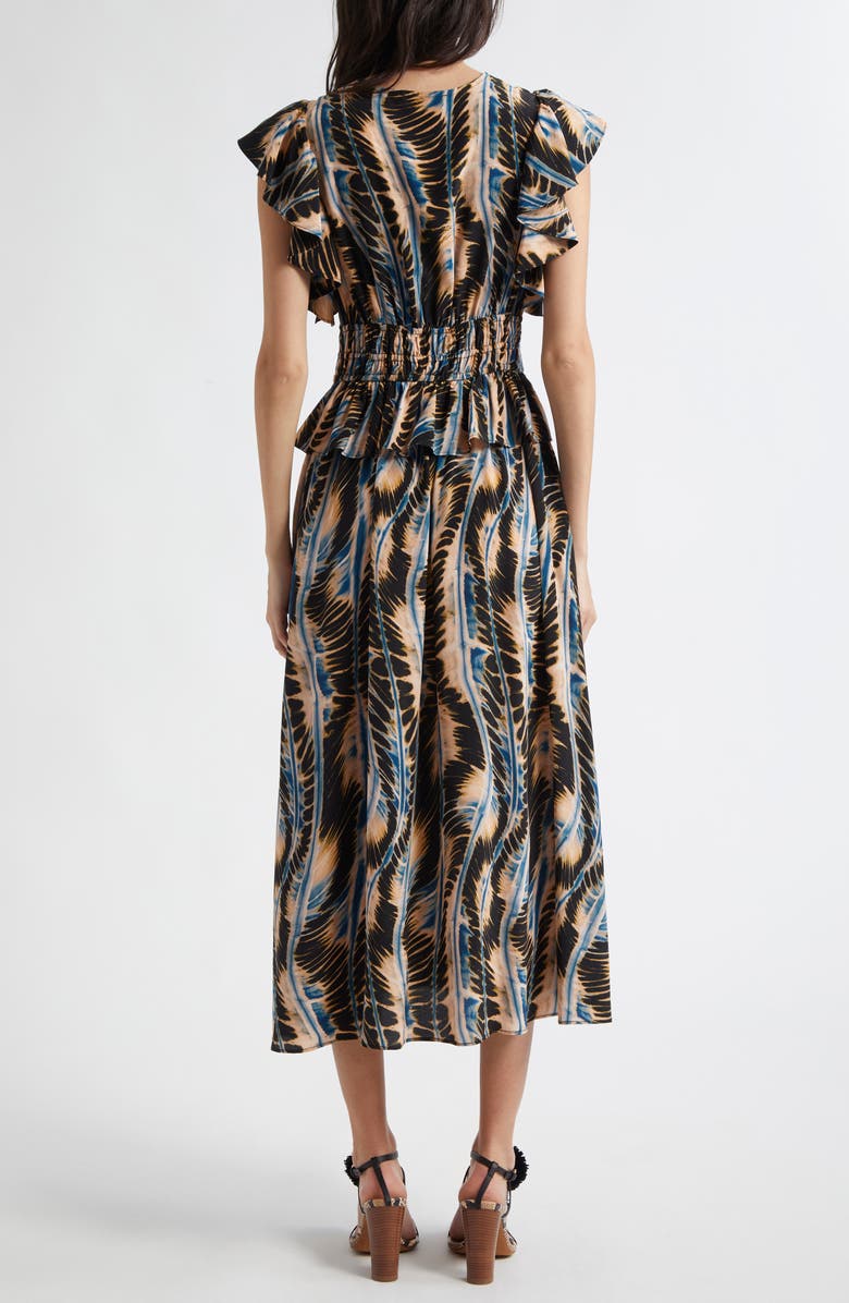 Ulla Johnson Brielle Abstract Print Silk Midi Dress, Alternate, color, 