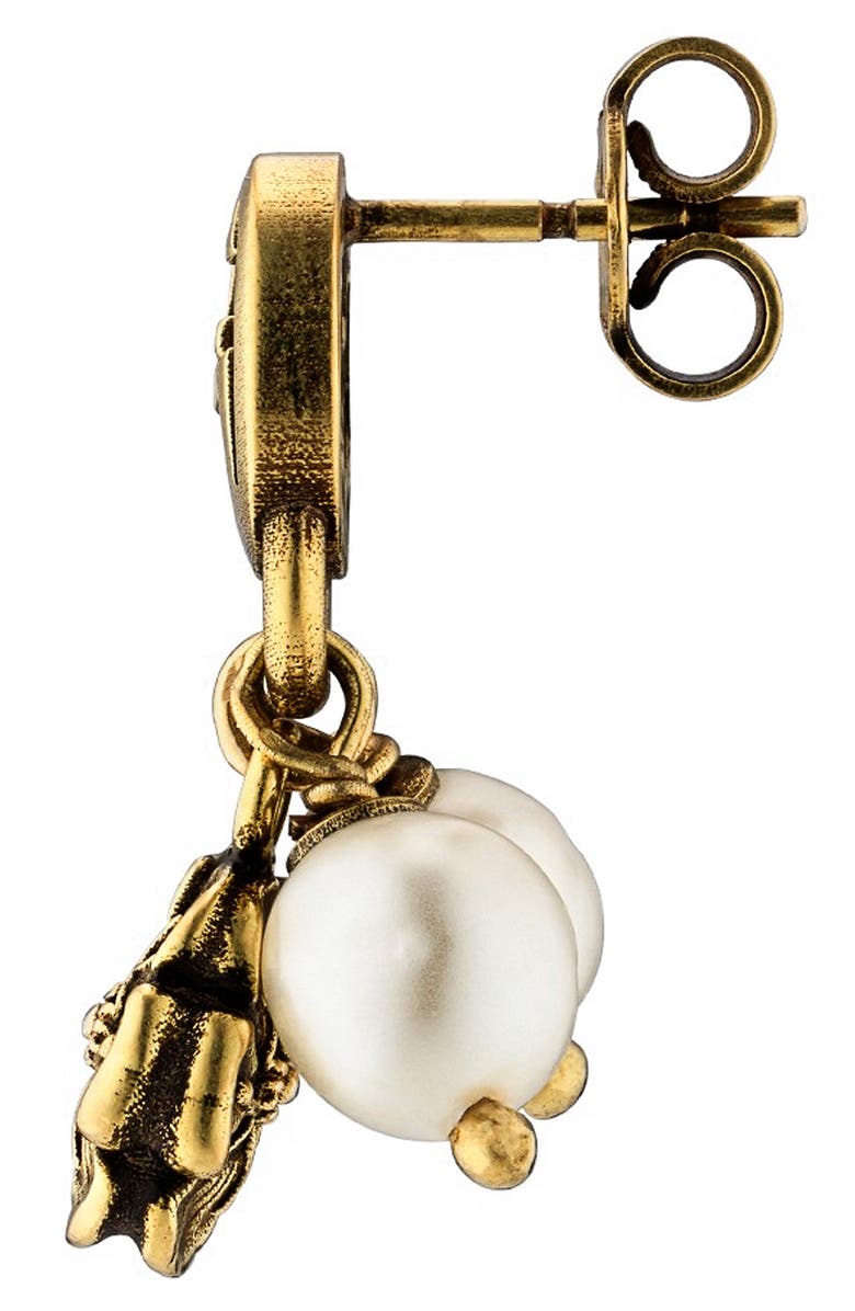 Gucci Interlocking-G Mismatched Imitation Pearl Drop Earrings, Alternate, color, 