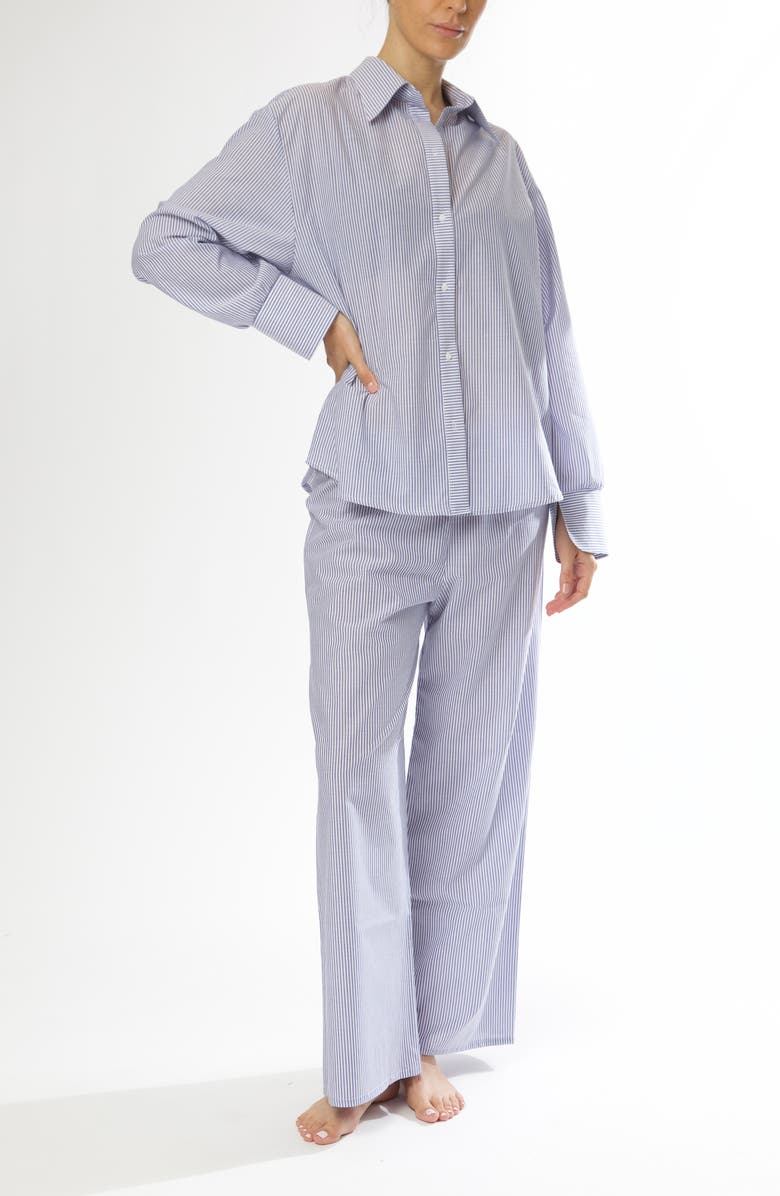 Andine Essen Provence Stripe Cotton Button-Up Pajama Top, Alternate, color, 