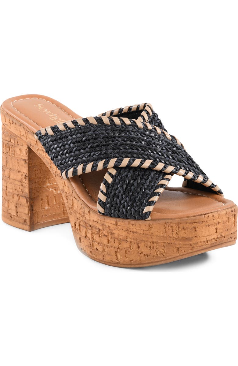 Seychelles Encore Platform Slide Sandal, Main, color, Black