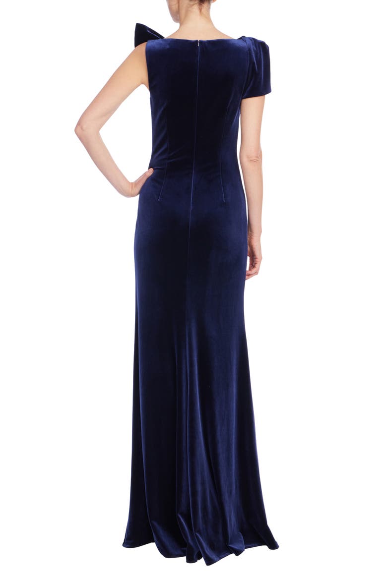Off-the-Shoulder Stretch Velvet Gown, Alternate, color, NAVY