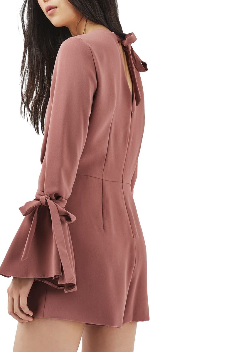 Topshop Trumpet Sleeve Romper, Alternate, color, 