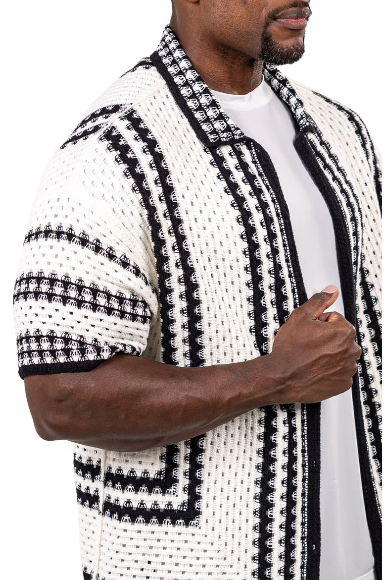 Marthy Knit Short Sleeve Button-Up Shirt, Alternate, color, WHITE
