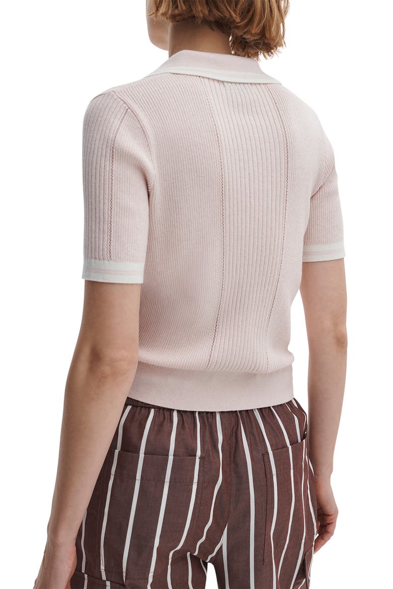 Laurie Tipped Cotton & Cashmere Polo, Alternate, color, LIGHT PINK