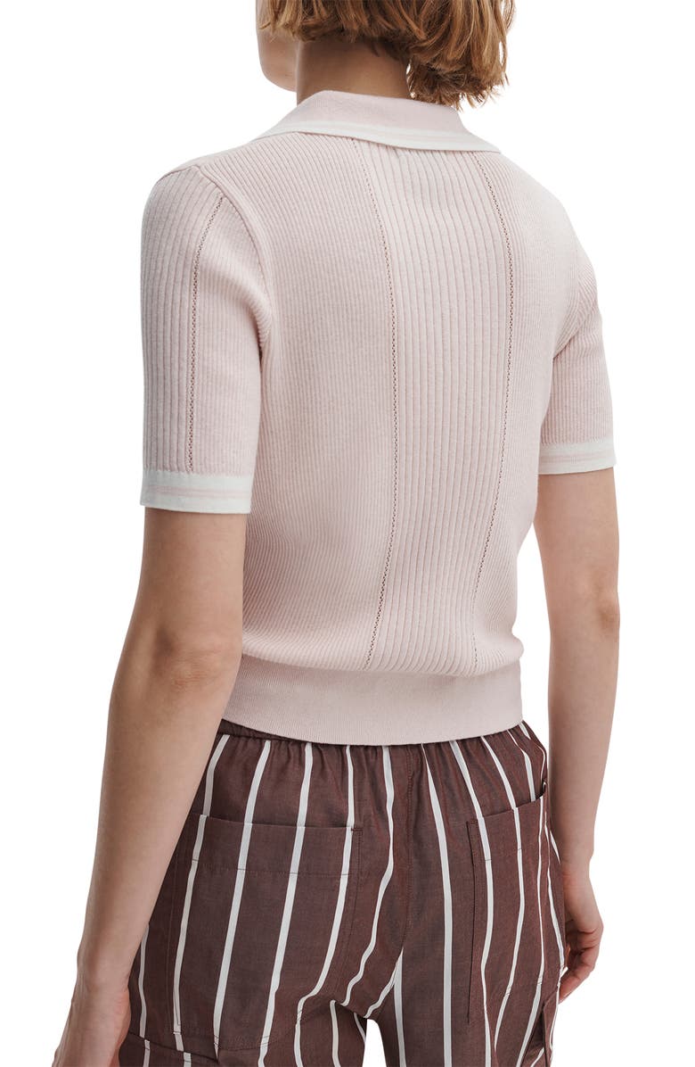 rag & bone Laurie Tipped Cotton & Cashmere Polo, Alternate, color, Light Pink