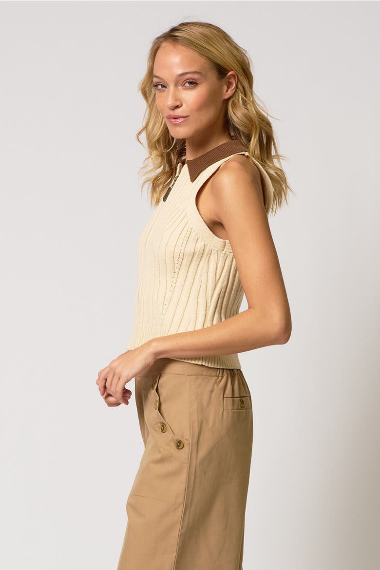 Phoebe Zip Up Ribbed Tank, Alternate, color, Oat Combo