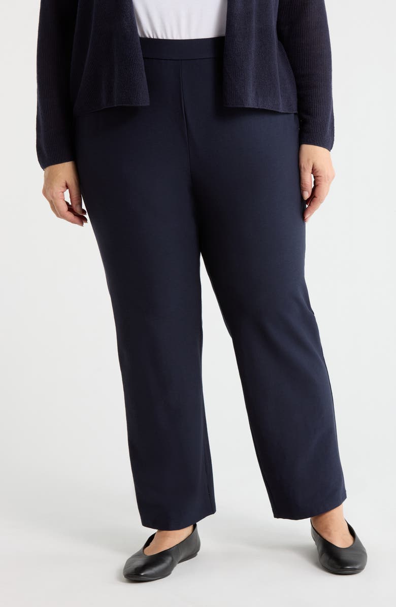 Eileen Fisher Stretch Crepe Kick Flare Ankle Pants, Main, color, Ink