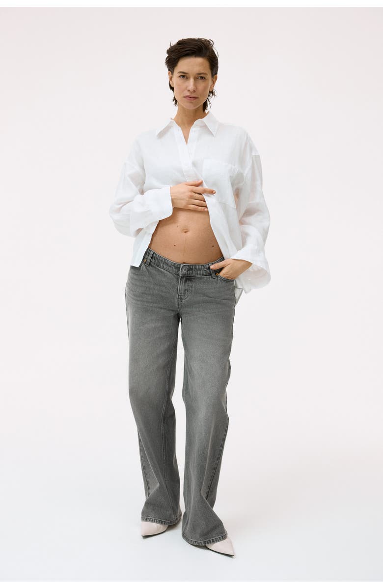 H&M Mama Wide Low Jeans, Alternate, color, Denim Gray