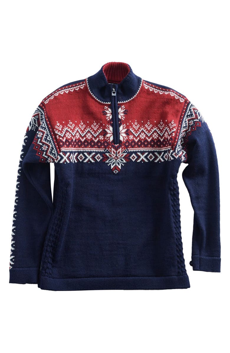 Dale of Norway 140Th Anniversary Sweater - Men's, Alternate, color, Navy/Red Rose/Off White