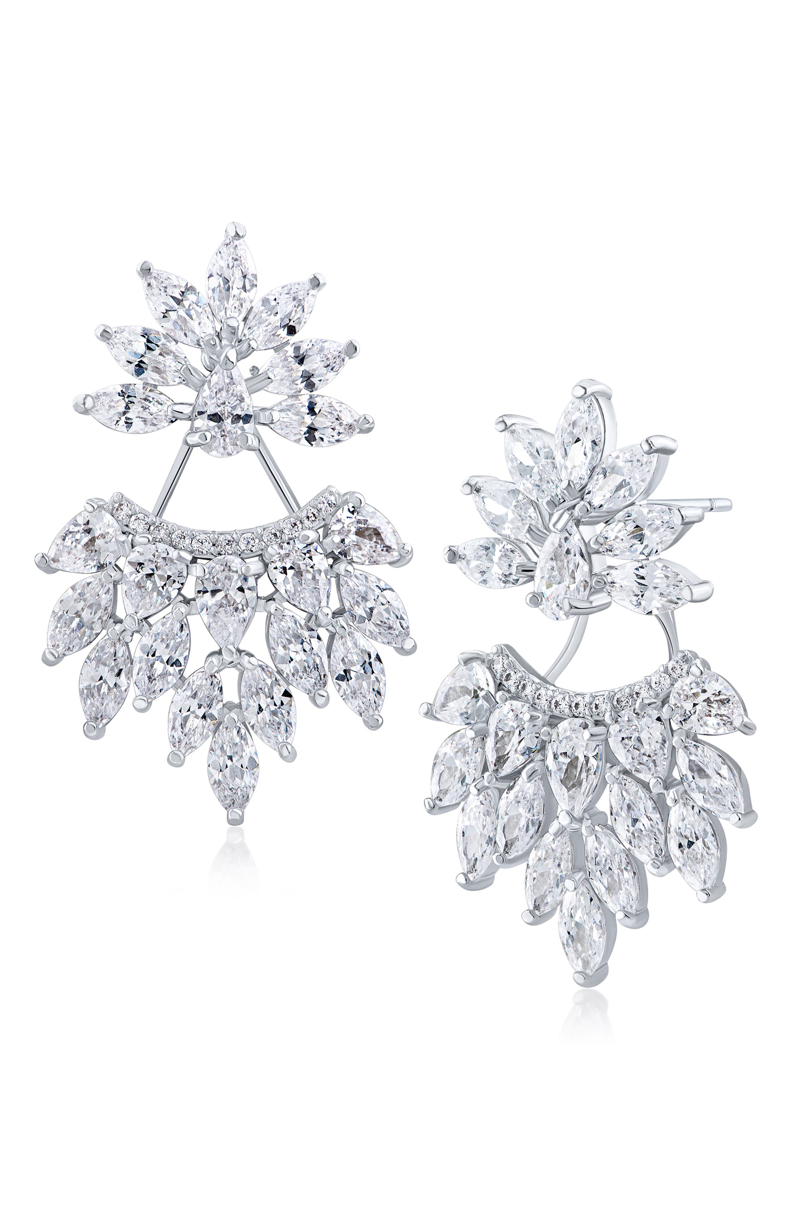 CZ by Kenneth Jay Lane Cubic Zirconia Cluster Drop Earrings