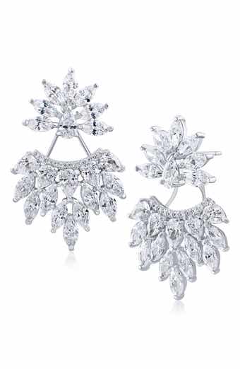 CZ by Kenneth Jay Lane Cubic Zirconia Cluster Drop Earrings