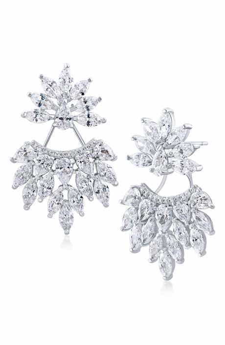 CZ by Kenneth Jay Lane Cubic Zirconia Cluster Drop Earrings