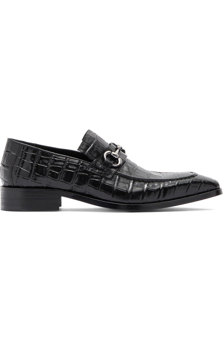Maison Forte Magnus Croc Embossed Loafer, Alternate, color, Black
