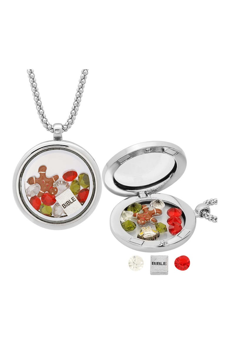 Round Locket Pendant Necklace, Main, color, SILVER