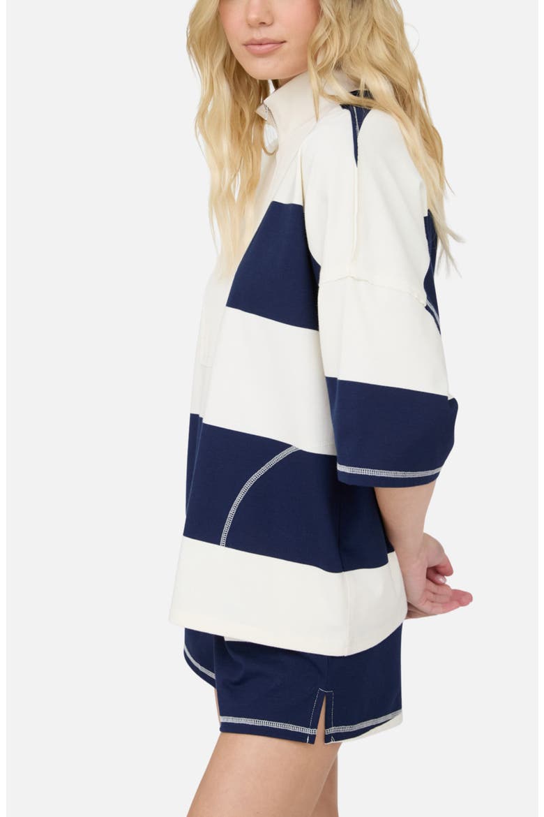 Stripe Half Zip Top & Shorts Set, Alternate, color, NAVY