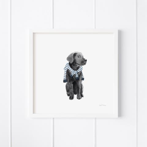 Preppy Black Lab Framed Museum Quality 12" x 12" Art Print