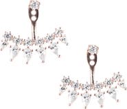 CZ by Kenneth Jay Lane CZ BY KENNETH JAY LANE Round & Pear CZ Curved Bar Front & Back Earrings