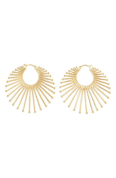 Roar Lion 14k Gold Diamond Hoop Earrings