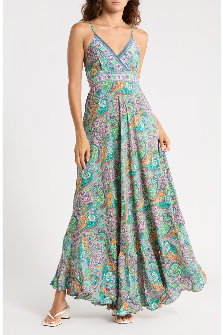 Print Maxi Dress, Main, color, BRIGHT GREEN