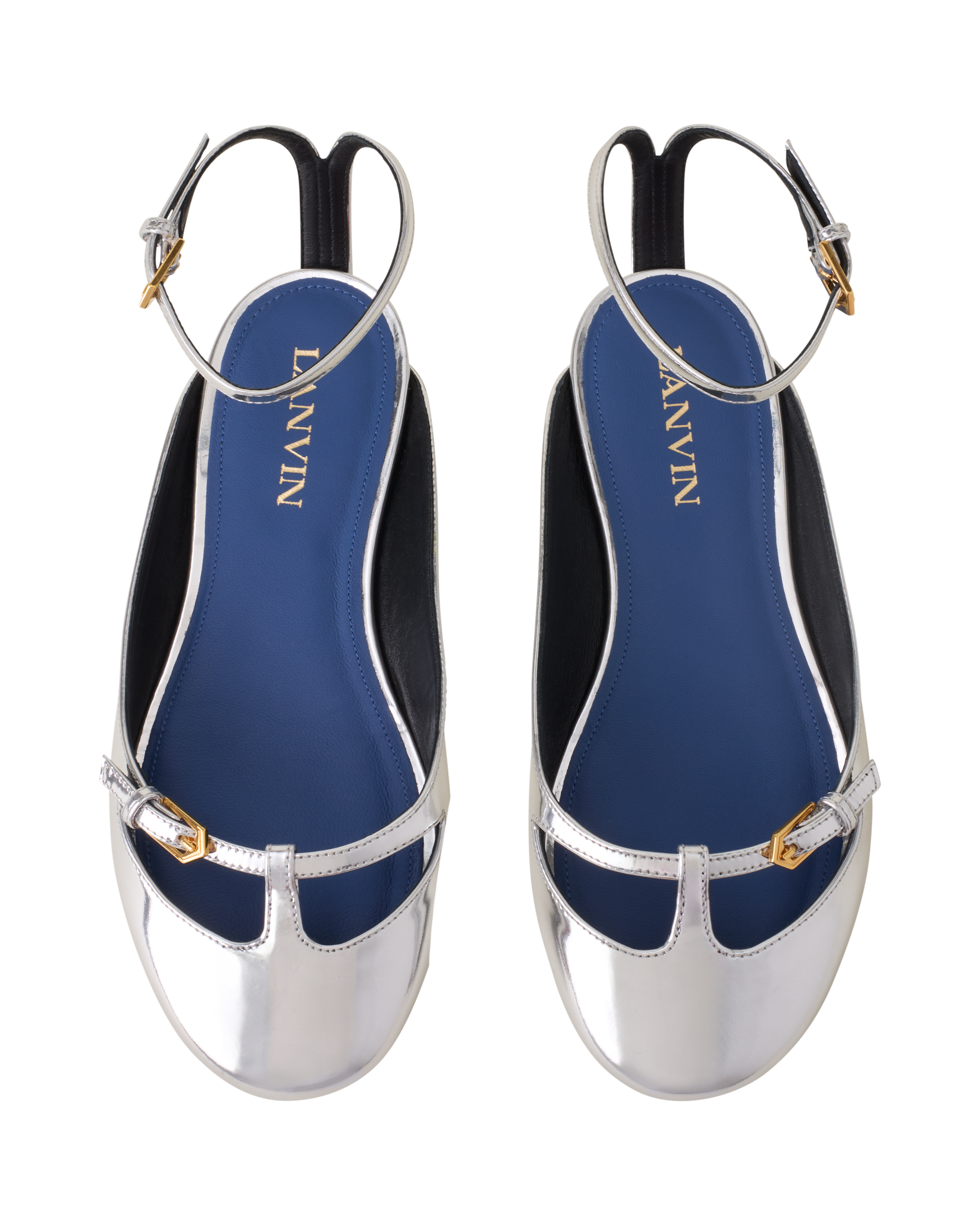 Lanvin Mary-Jane Ballerina In Leather, Alternate, color, Silver