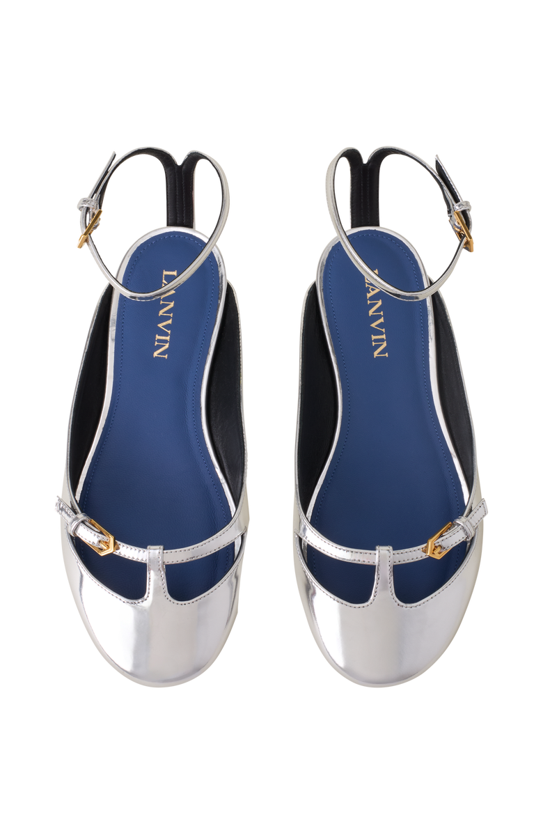 Lanvin Mary-Jane Ballerina In Leather, Alternate, color, Silver