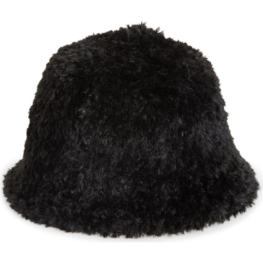 Tasha Soft Faux Fur Bucket Hat In Black