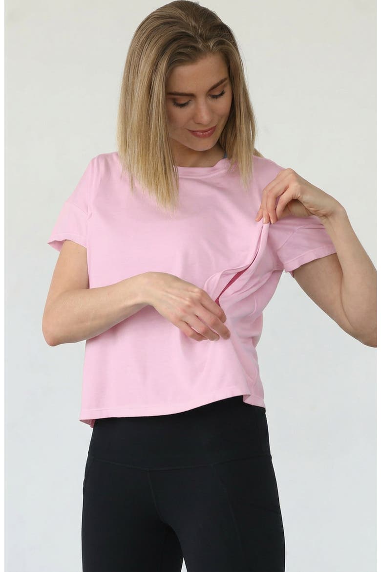 Abigail Organic Cotton Short Sleeve Nursing T-Shirt, Alternate, color, Powder Rose