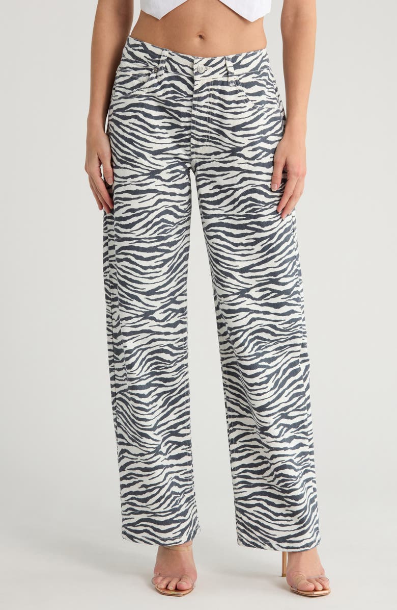 ASOS DESIGN Zebra Print Baggy Jeans, Main, color,