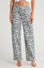 ASOS DESIGN Zebra Print Baggy Jeans