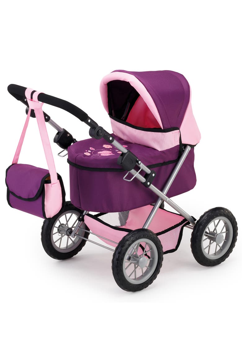 Trendy Pram Purple & Pink Fits Dolls Up To 18 Inches, Main, color, Multicolored