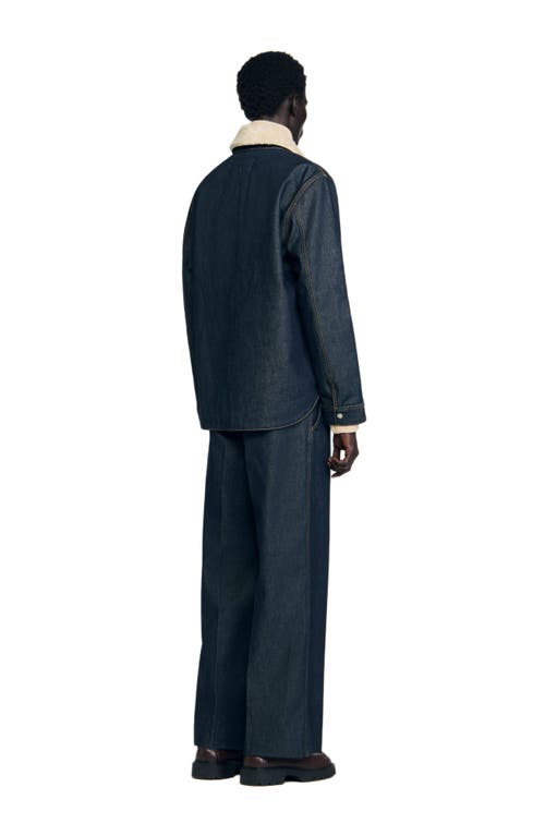 Sandro Denim Overshirt In Blue