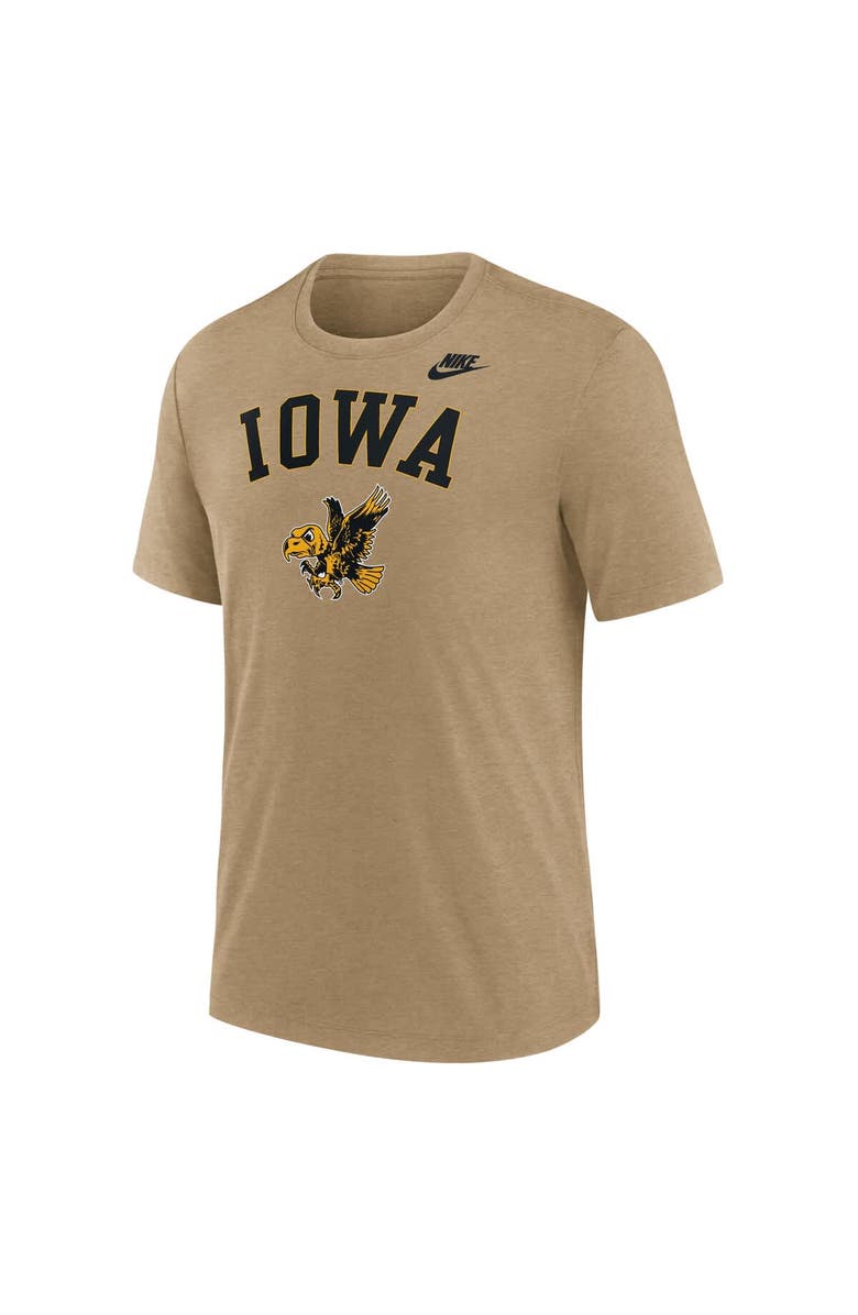 Nike Men's Nike Heather Light Brown Iowa Hawkeyes Legacy Arch Tri-Blend T-Shirt, Alternate, color, 