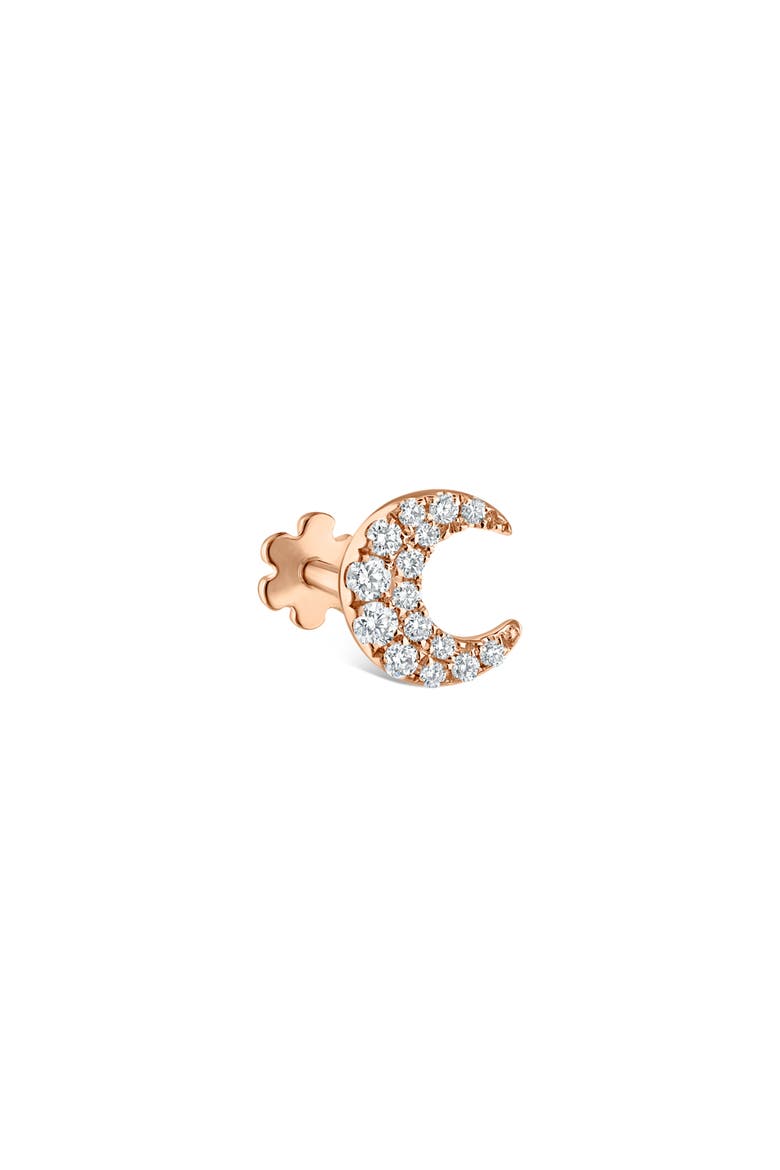 Diamond Moon Threaded Stud Earring, Alternate, color, ROSE GOLD