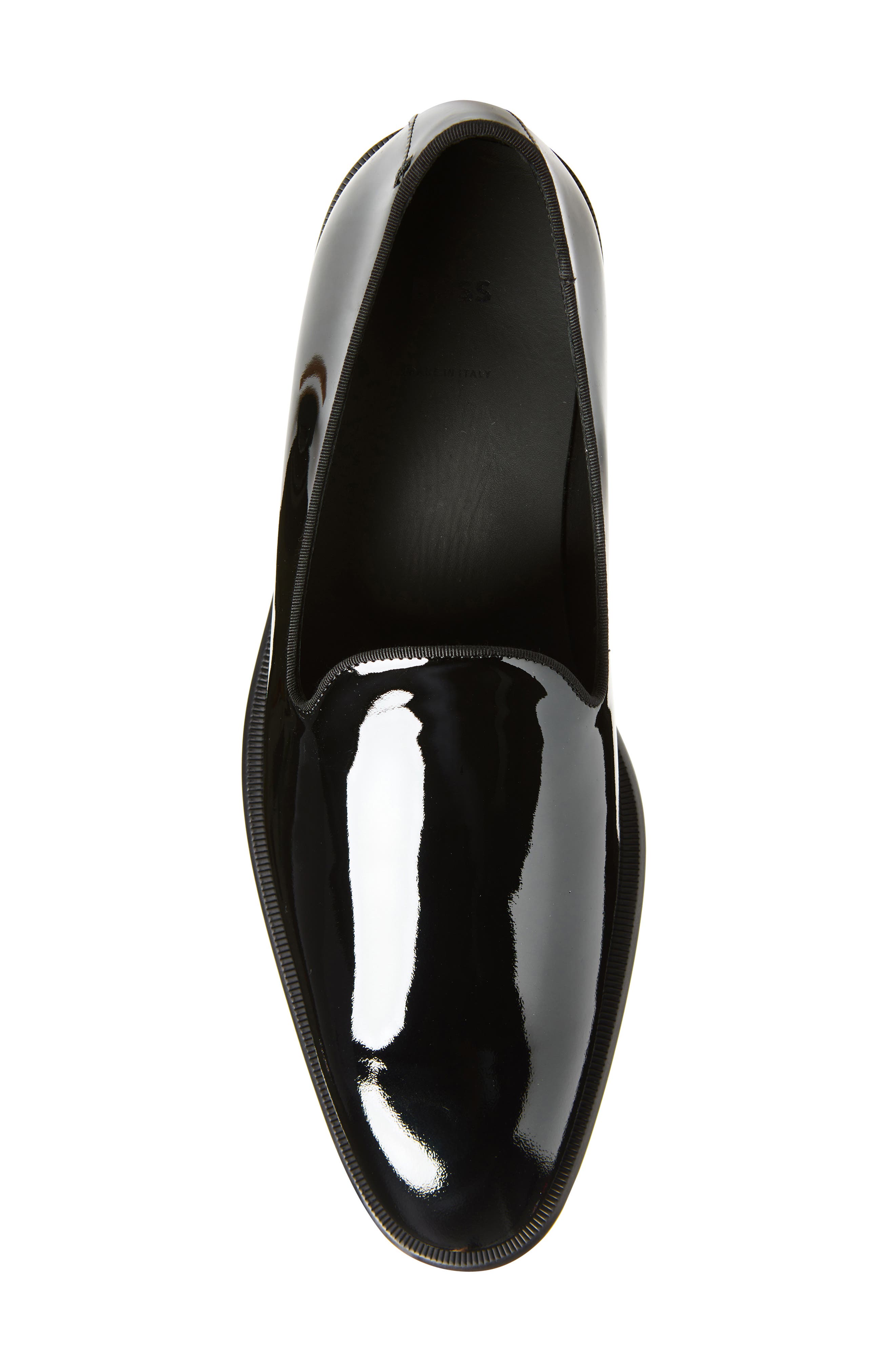 BOSS Derrek Patent Leather Venetian Loafer, Alternate, color, Black