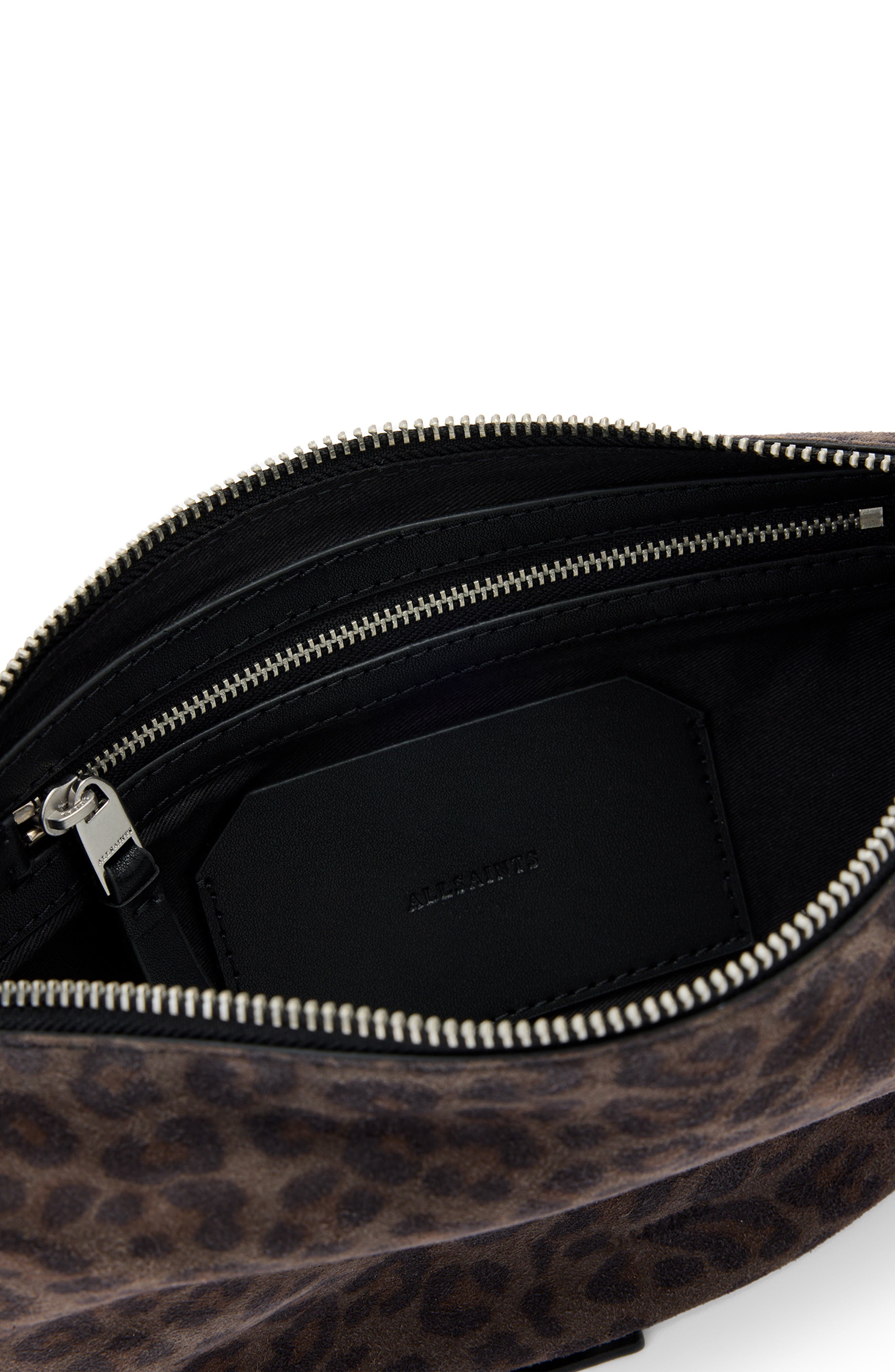 AllSaints Half Moon Leather Crossbody Bag, Alternate, color, Leppo Brown