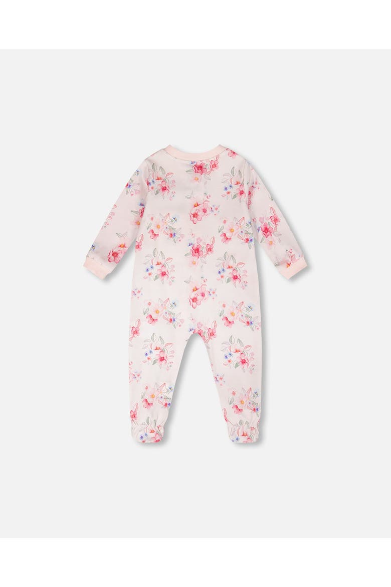 Organic Cotton Flower Print One-Piece Pyjama, Alternate, color, Pink Printed Flowers