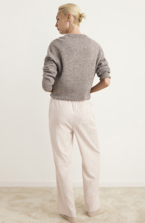 Mango Stripe Flannel Pajama Pants In White