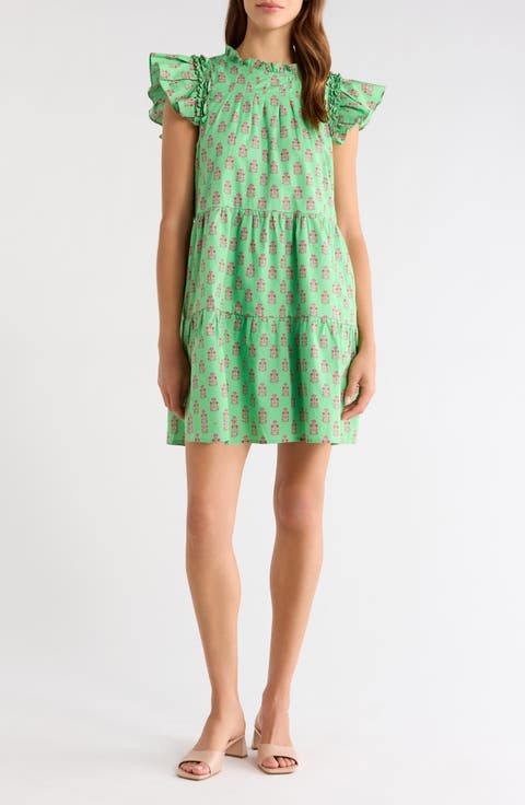 Lauren Floral Tiered Cotton Dress