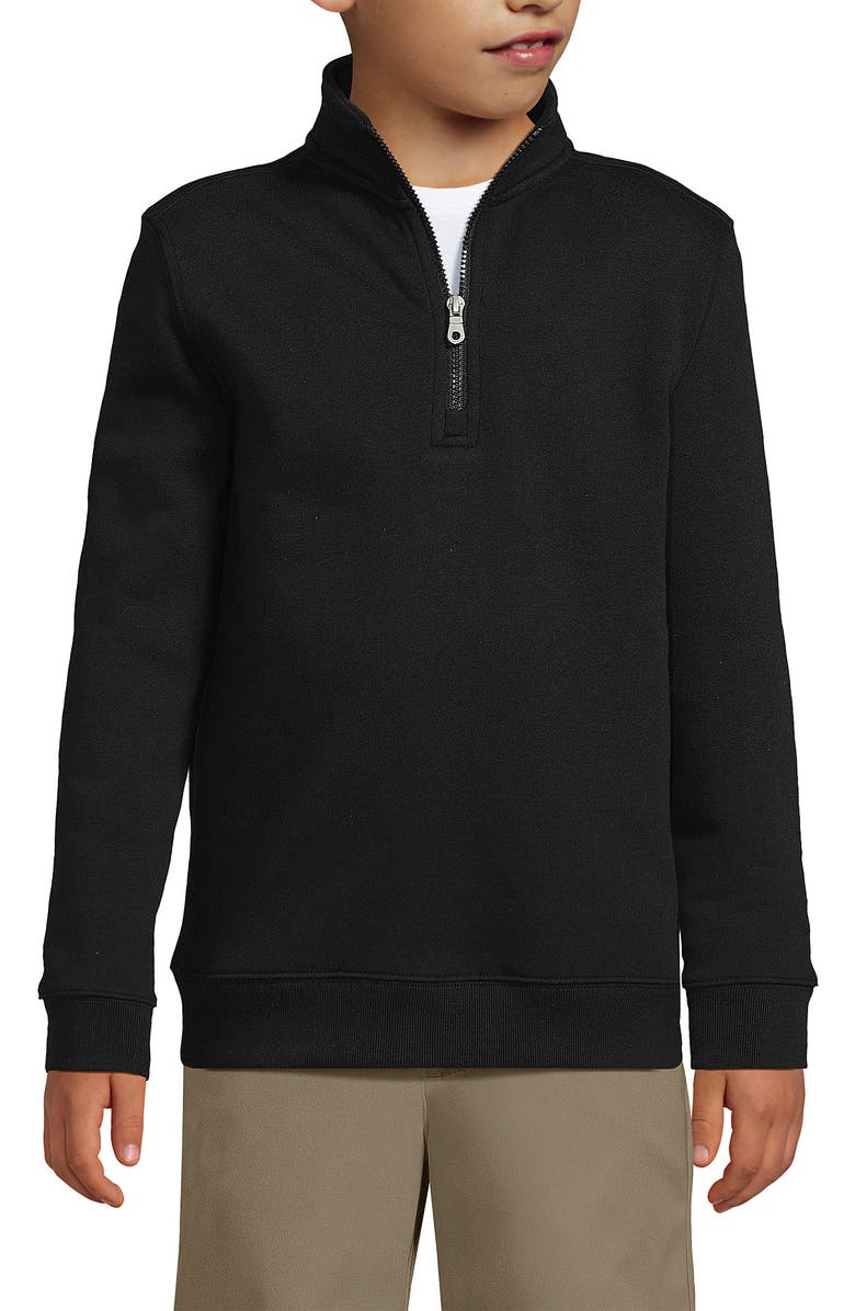 Lands' End Kids Quarter Zip Sweatshirt, Alternate, color, Black