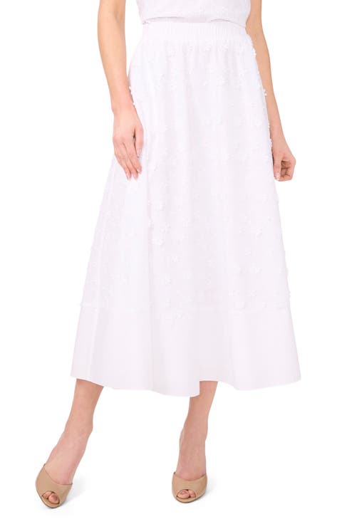 Floral Appliqué Cotton Midi Skirt